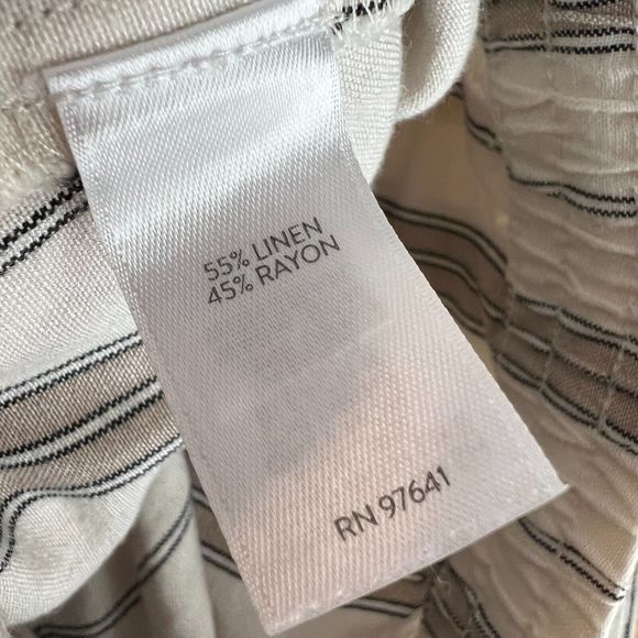 J. Jill Striped Linen Blend Pull On Pants Ankle Crop Beach Ivory Size Medium - Picture 6 of 11